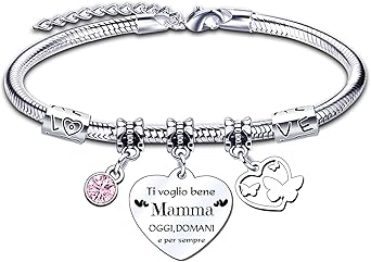CHHYU Regalo Festa Della Mamma Bracciale Donna Gioielli Braccialetto Madre Compleanno