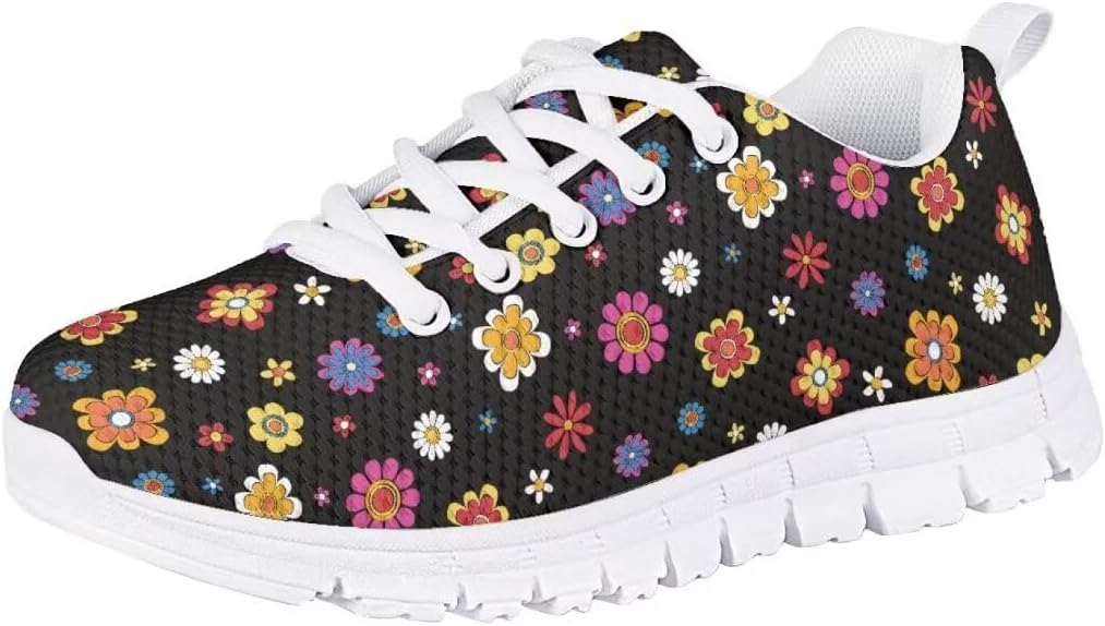 Pinupub Unisex-Child Running Shoes Non Slip Lace Up Sneakers Cute Print Casual Tennis Athletic Shoes