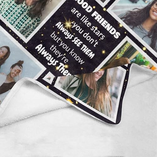 Miniatura 4 de HUGLAZY Manta personalizada con fotos, manta personalizable para mejor amigo, mantas personalizadas con fotos, texto, collage personalizado para