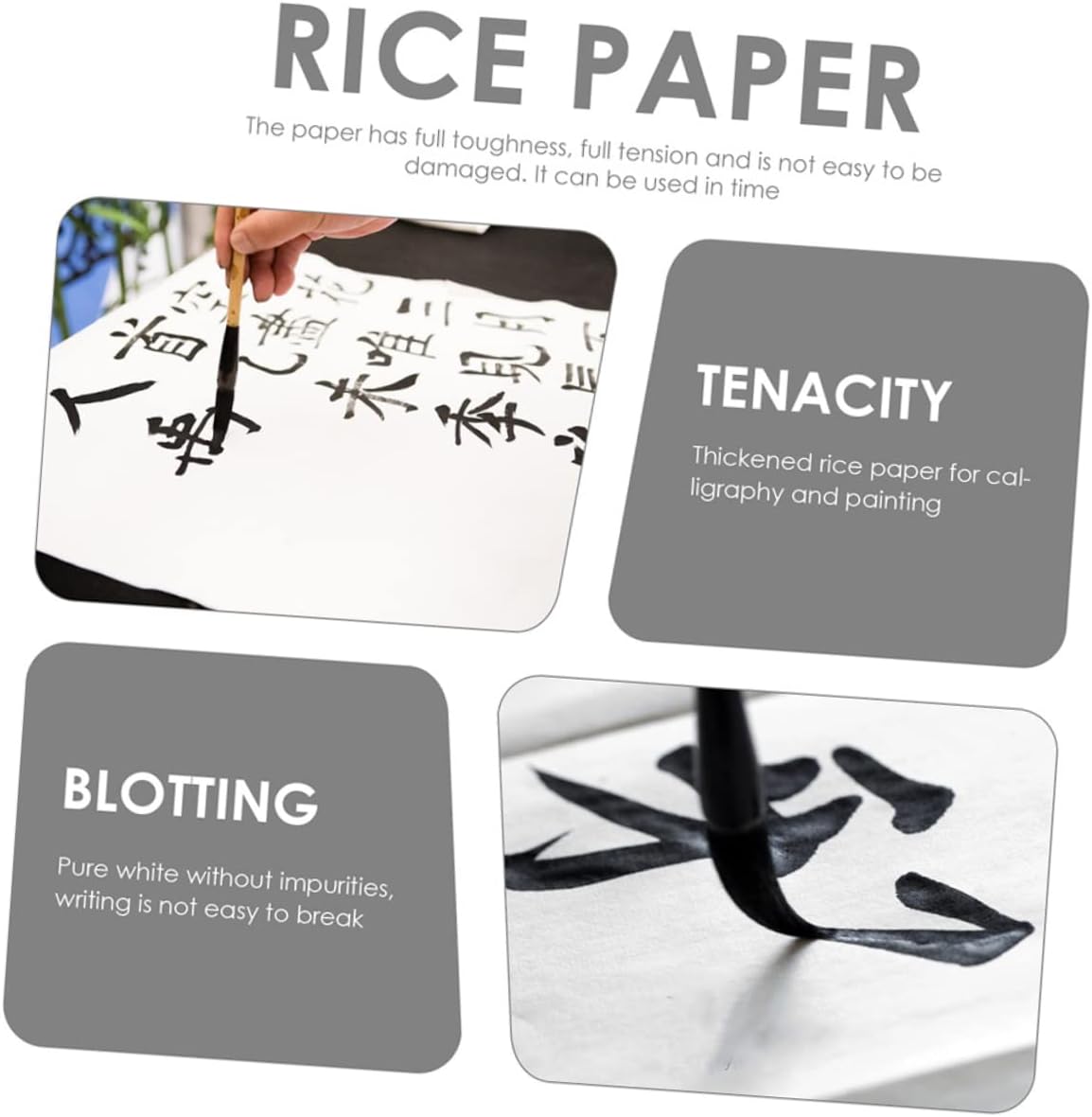 LIFKOME 200sheets Chinese Xuan Paper Calligraphy Painting Paper Watercolor Rice Ream for Art Kanji Writing