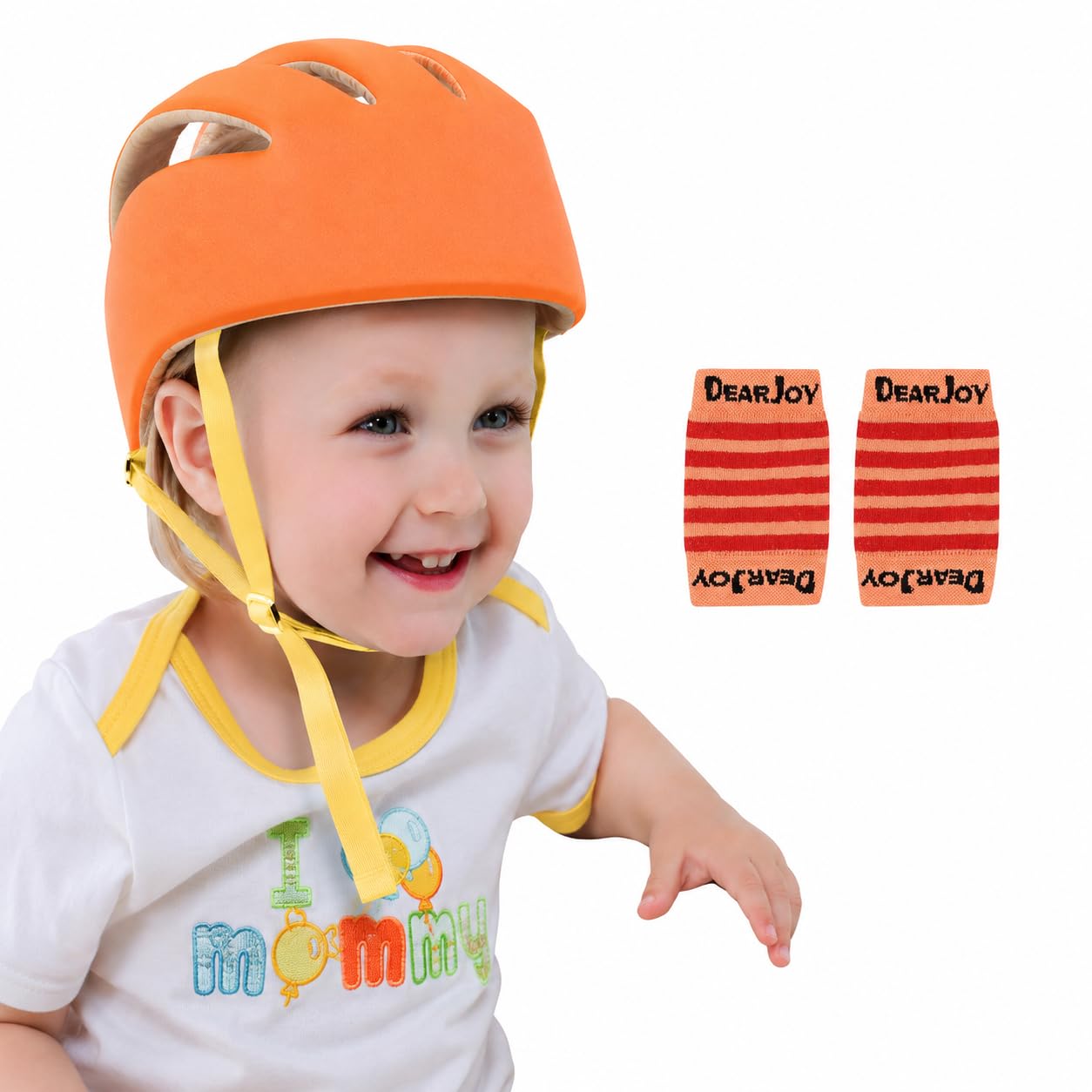 DearJoy Baby Head Protector for Safety of Kids 6M to 3 Years- Baby Safety Helmet with Proper Air Ventilation & Corner Guard Protection + Baby Kneepads for Crawling (Orange Helmet & Pink Kneepads)-image-45