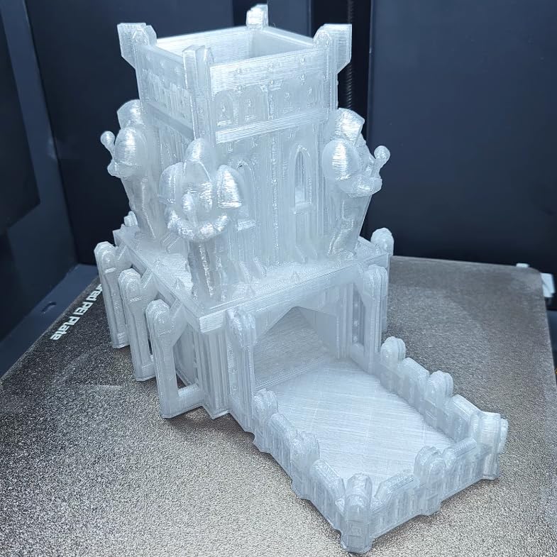 DND kostka wieża i taca, zamek z nadrukiem 3D, statuetka kostka, Rolling Tower do smoków i lochów, na stół D&D, gry RPG, kolor biały