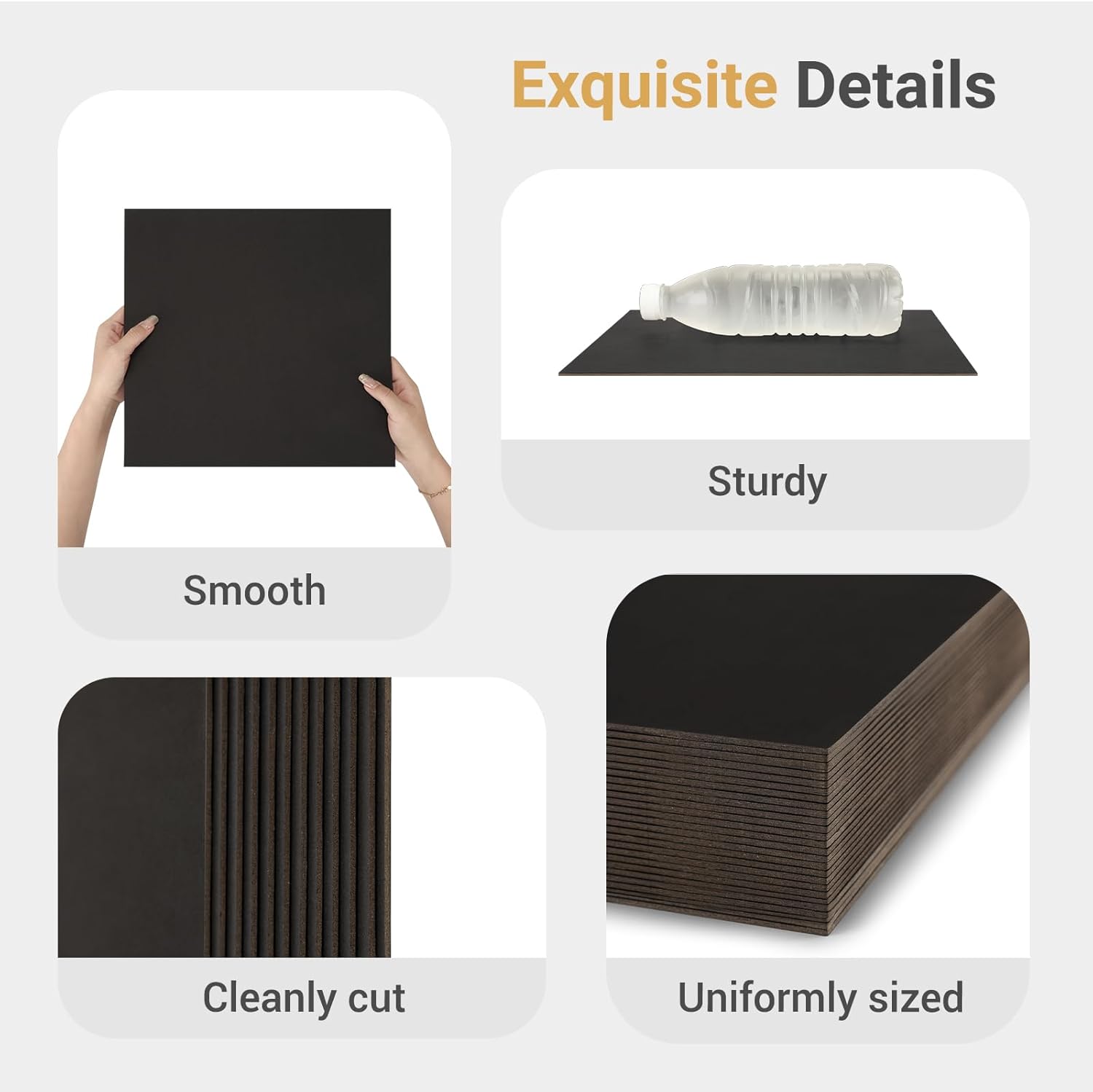 25 Pcs Book Board, Binder Board, Cover Board, Heavy Duty Chipboard for Book Binding, DIY Cardboard (Black, 11 x 17 Inch 80PT)