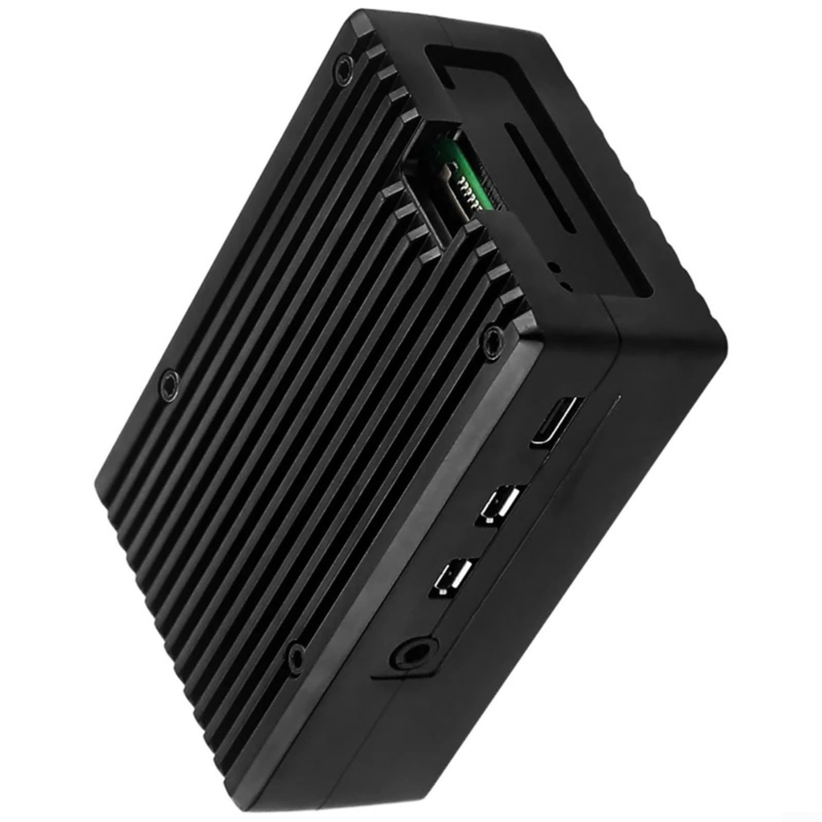 für Raspberry Pi 4 Gehuse Aluminium, Dual Fan Leise Kühlung, Schutzcase mit Wrmeleitpad, Offenes Design für WLAN, Schwarz