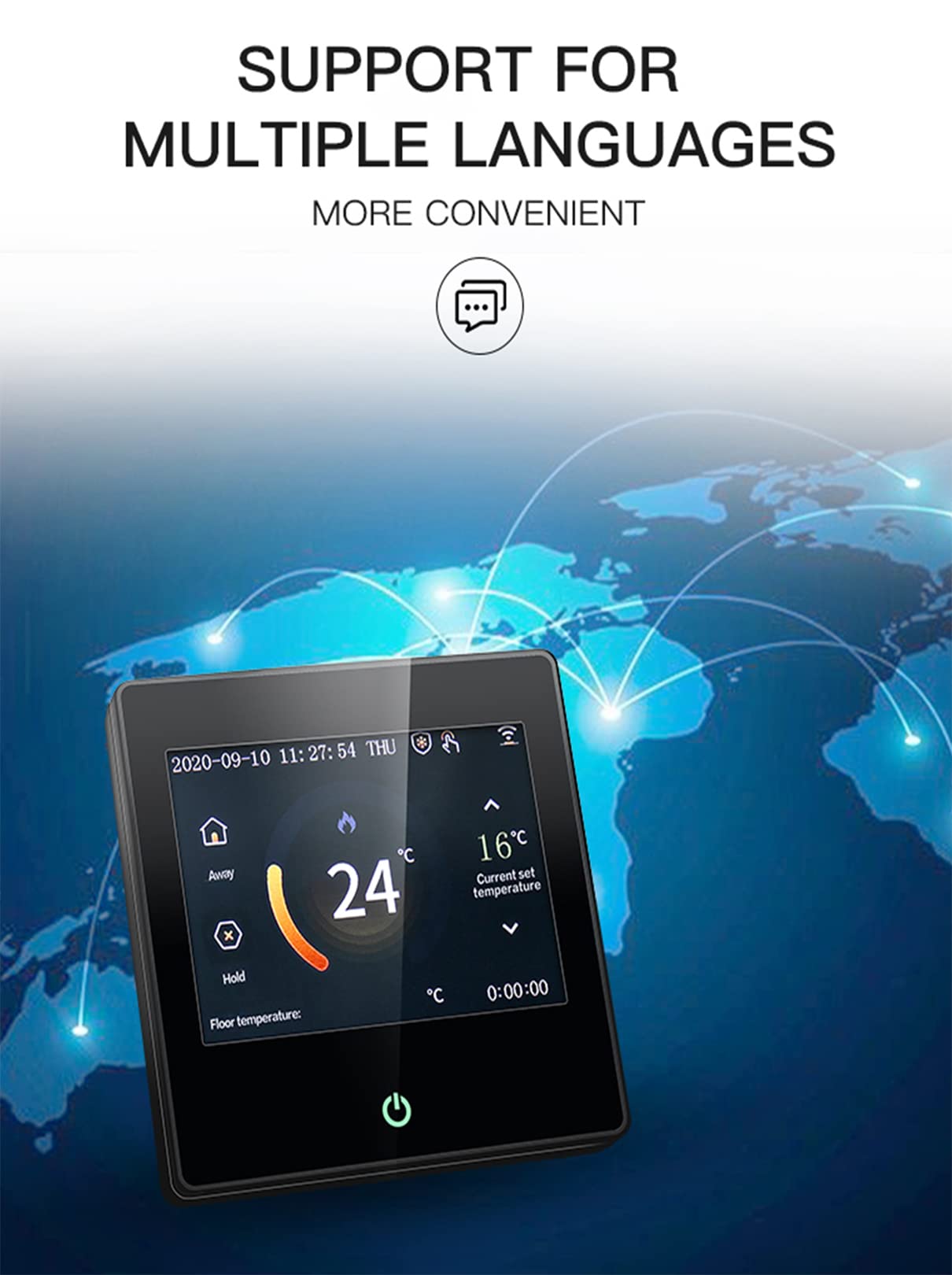 Kolorowy wyświetlacz inteligentny termostat WiFi programowalny termostat wodny, współpracuje z Alexa Google Home 3A 95~240V AC