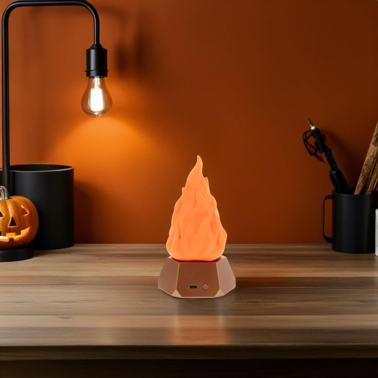 Operitacx Lámpara De Fuego Falsa Recargable Usb Con Efecto Llama Led Ajustable Modos Luz Nocturna Para Decoración Exterior Camping y Terraza