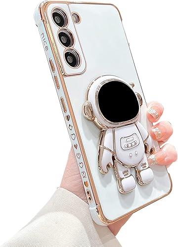 Miniatura 8 de Omio Funda para Samsung Galaxy S24 Plus con soporte oculto de astronauta, funda de lujo chapado en corazón con borde lateral, pequeño patrón de amor