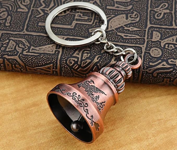 Image of Techpro Guardian Bell KeyChain Tibetan Key Chain Good Luck Key Chain For Bike Etc (1 Pc) (Oxidized Copper)
