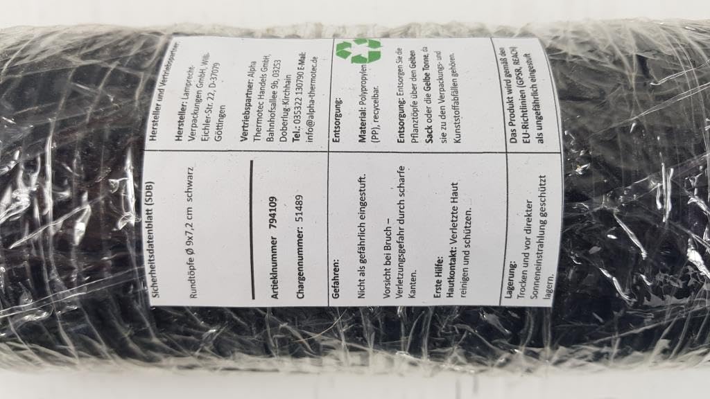 20 Rundtöpfe Ø 9 x 7,2 schwarz Göttinger Pflanztöpfe Pflanzkübel Blumentöpfe