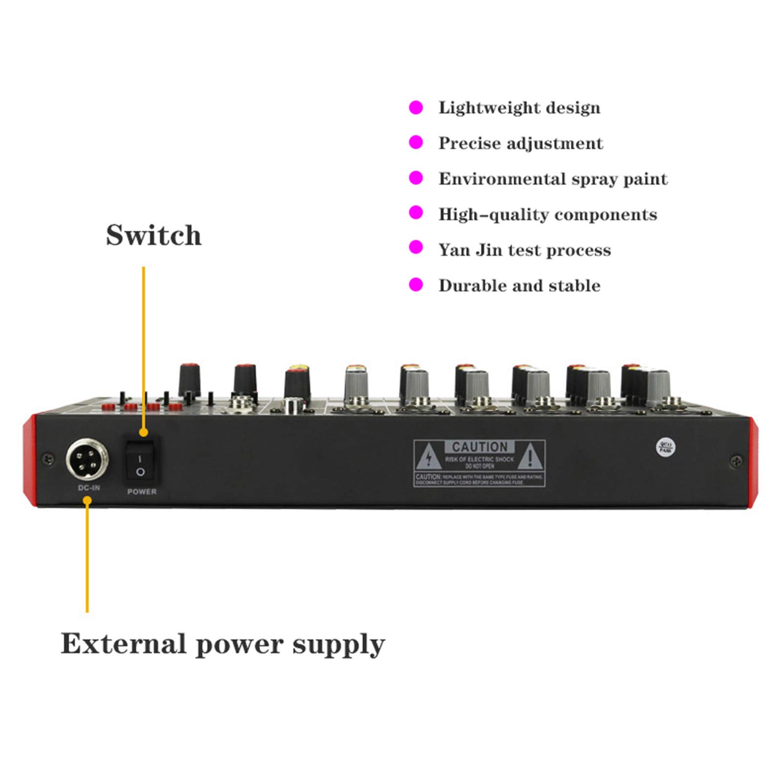 Studio-Mischpulte, Mini-USB-Schnittstellencontroller Familie KTV 4/6/8 Kanäle DJ-Audio-Mixer + 48-V-Stereo-Mixer Professioneller Bluetooth-Effekt-Mixer für kleine Bühnen,6 Way