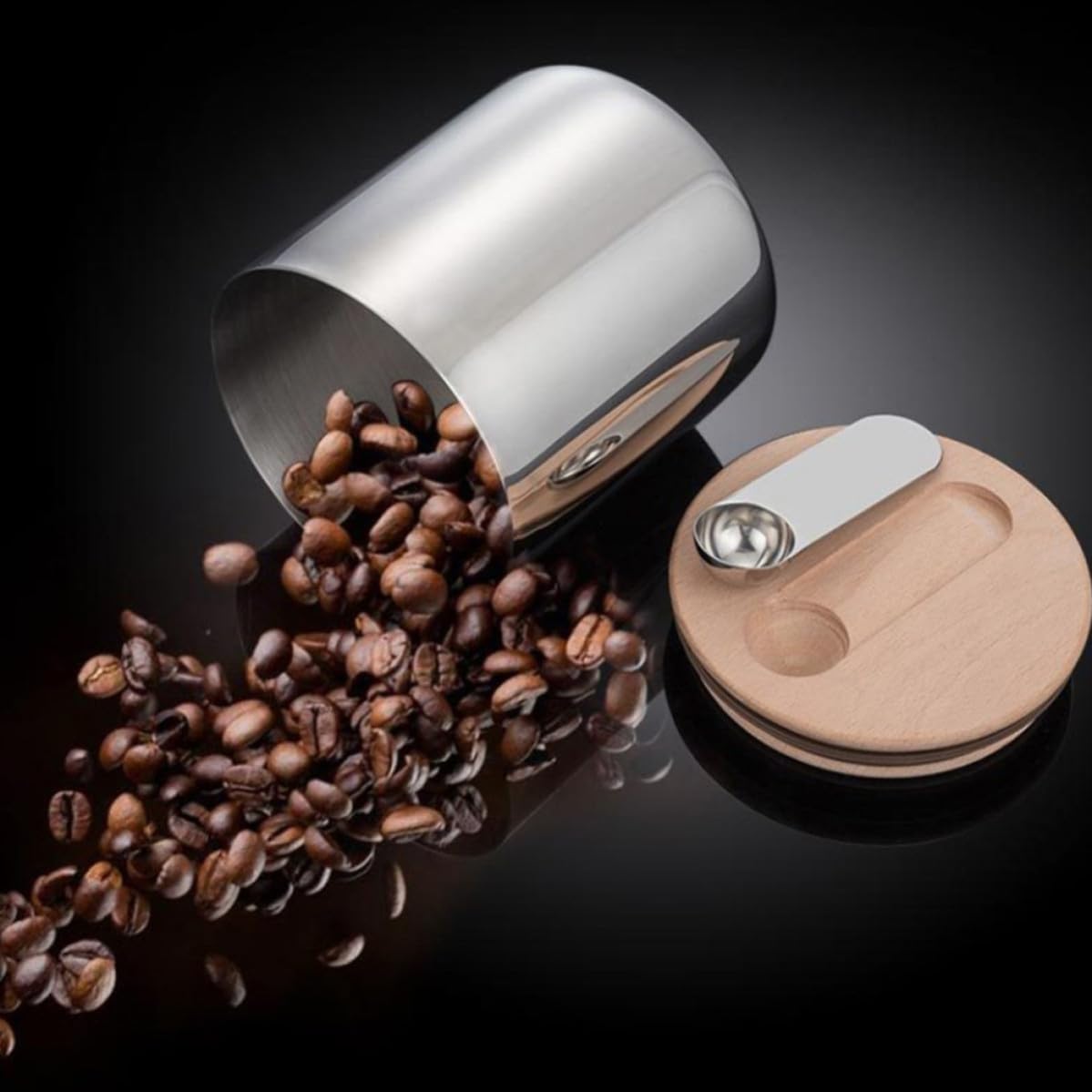Sosoport Contenedor Hermético de Acero Inoxidable para Almacenar Café y Frutos Secos, Acabado Pulido y Diseño Simple para Almacenamiento Doméstico