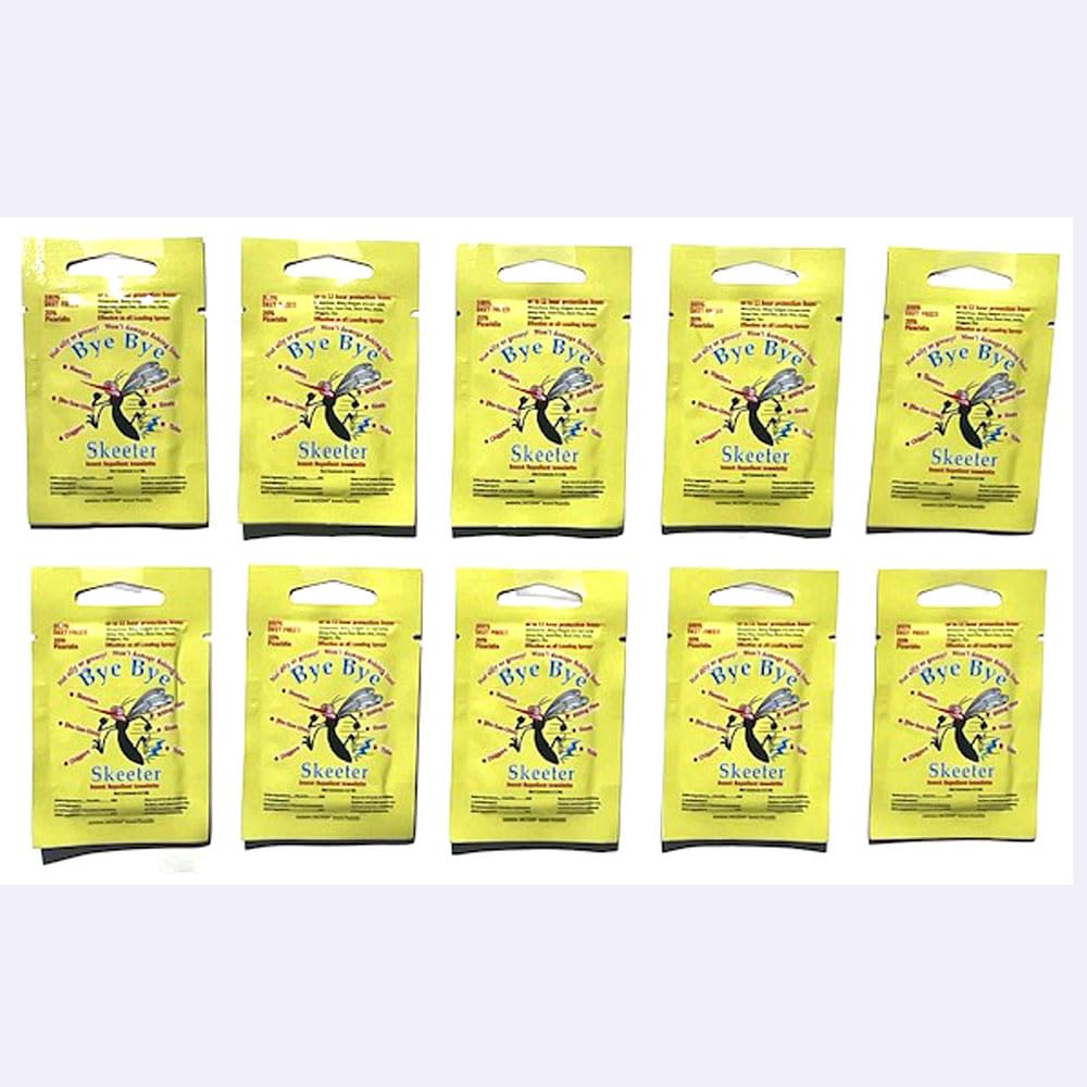Bye Bye Skeeter Insect Repellent,Towellette Wipes DEET Free 20% Picaridin (10 Pack) Tell Your Bye Bye Skeeter Story