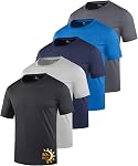 ZITY T-shirt classique ... UPF 50+ Protection contre le soleil 5 Paquet hommes Rash Guard manches courtes Moisture Chemises à dos d'athlète pour homme