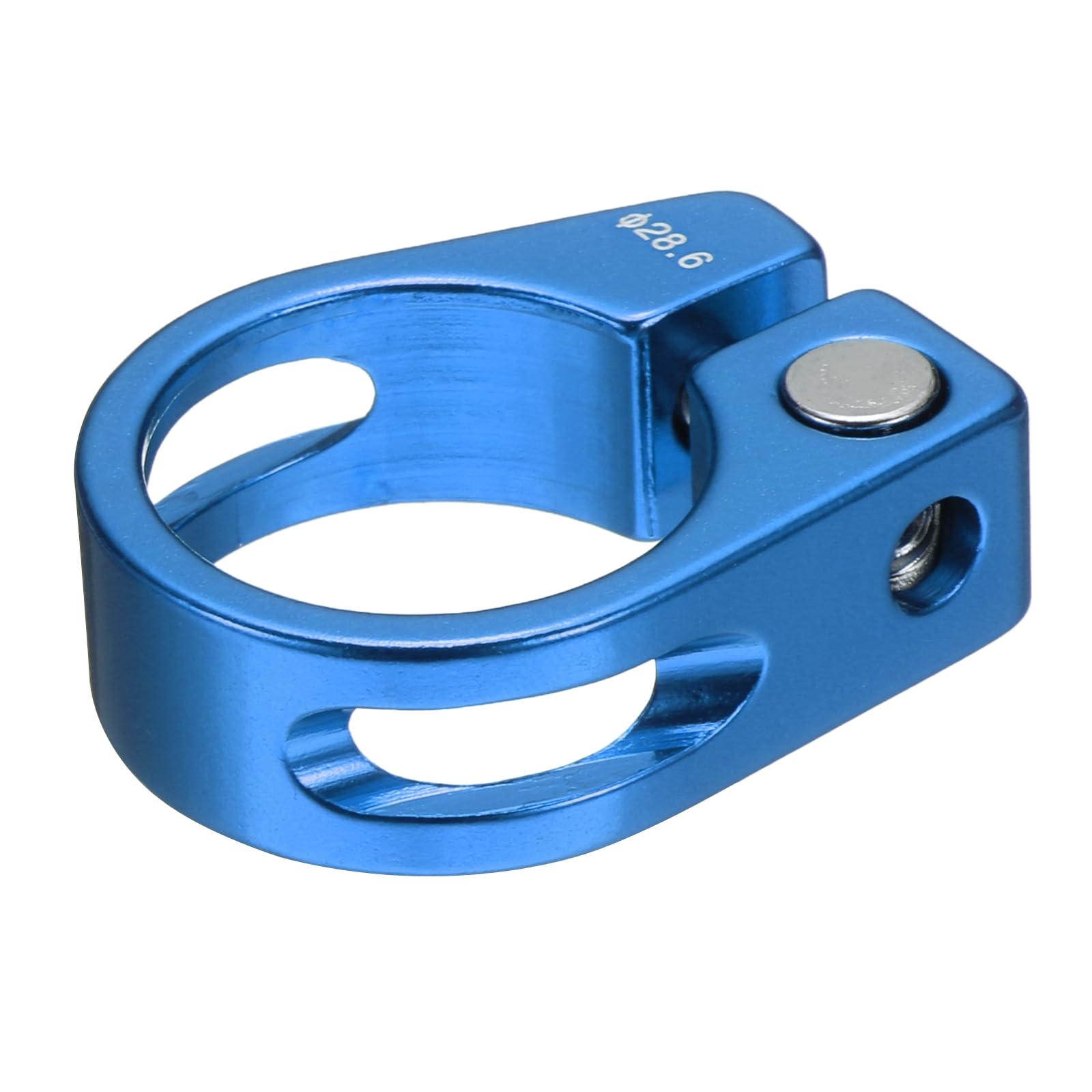sourcing map Bike Seat Post Clamp 28.6mm Clip Aluminum Alloy Bicycle Locking Seat Post Ring with M4 Hex Screw for 25.4mm Bicycle Mountain Road Bike Tube, Blue