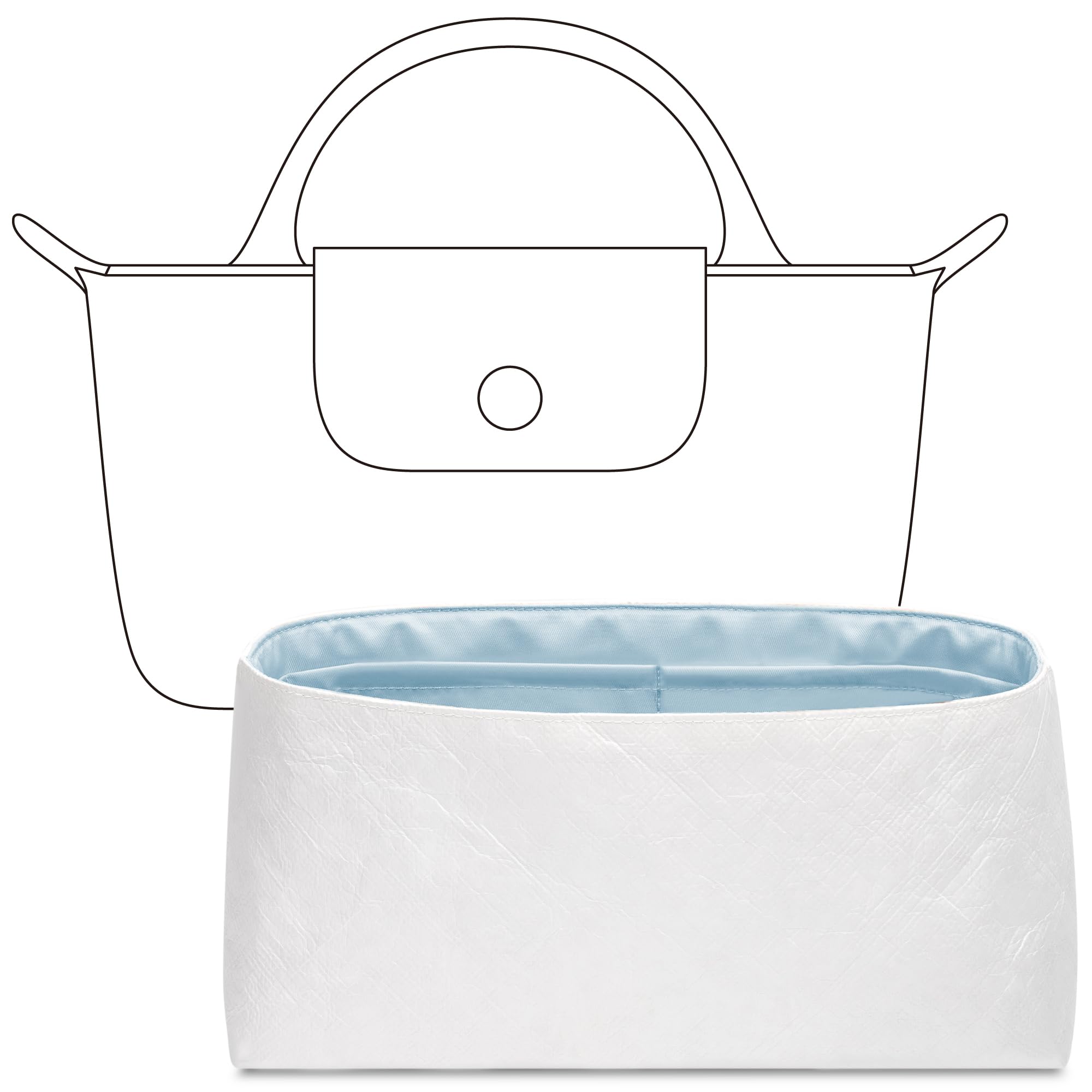 FANJI Project Tote Bag Organizer Insert for Long champ original mini handbag, Custom Fit Inside Premium Celeste Lightweight WaterResistant Purse Insert