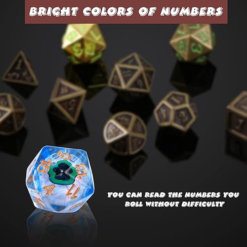 Miniatura 6 de DND Dados Rolling Eyeball D20 Dungeon & Dragon Dados con un globo ocular verde Bloodshot, D20 Blue Poliédrico Dice-5e DND Accesorios Juego de mesa