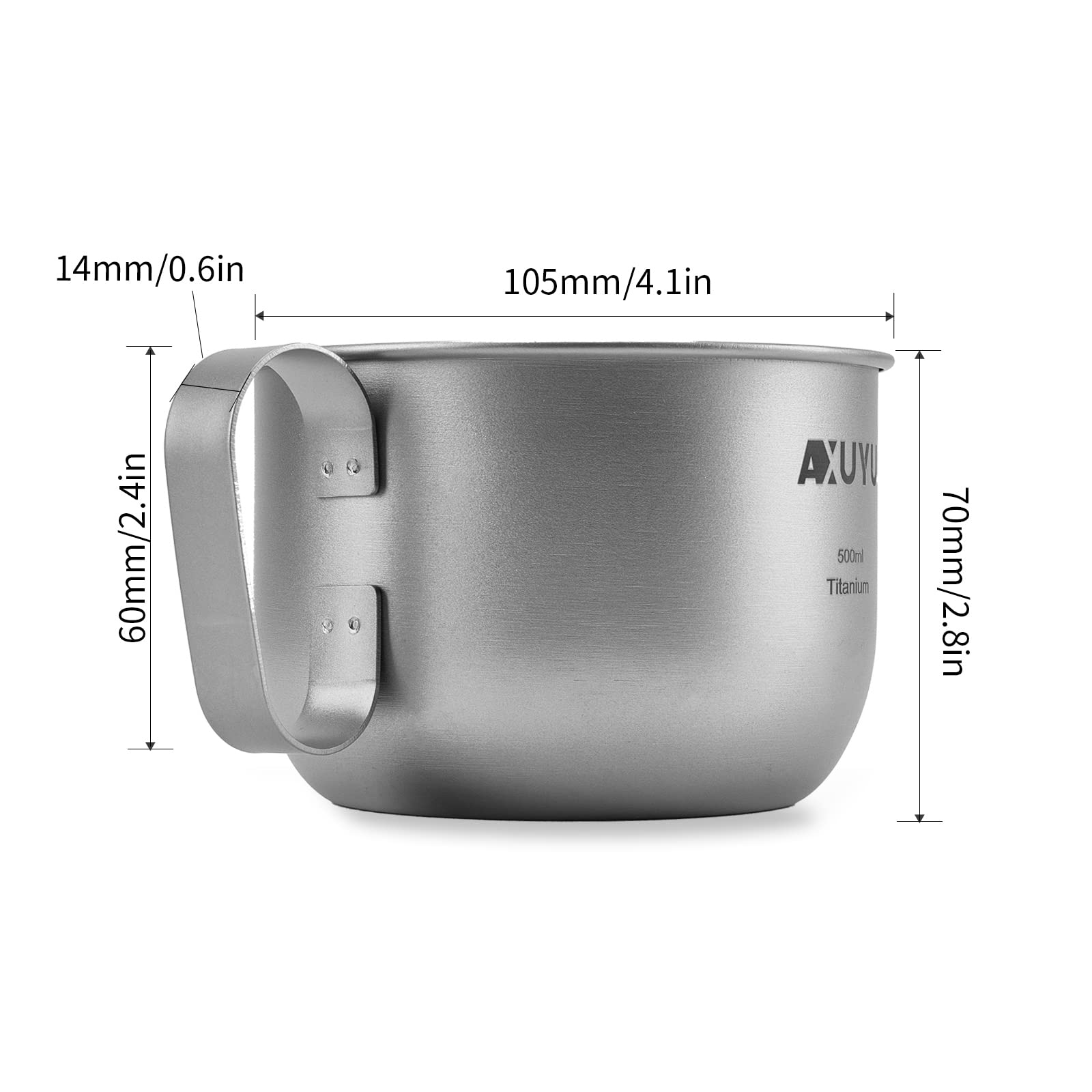 500 ml tytanowy kubek kempingowy z solidnym sztywnym uchwytem tytanowy kubek na wodę herbatę kawę na podróż z plecakiem kemping piknik wędrówki na świeżym powietrzu