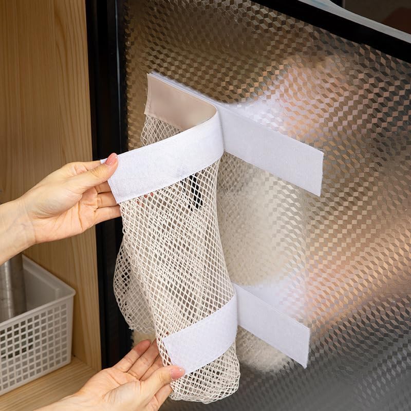 Wall Mounted Garbage Storage Bag, Kitchen Multifunctional Storage Mesh Bag - White