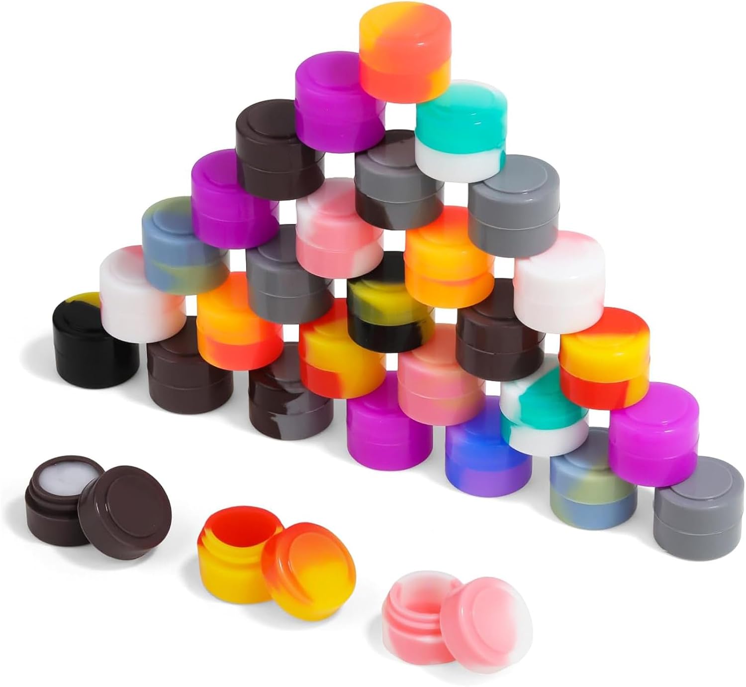 vcsjw Pack of 30 Silicone Containers 2 ml Mini Round Wax Container with Lid for Storing Food Cosmetics Multifunctional Dab Tins