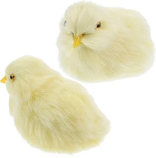 Zerodeko 2 Peças De Pintinhos De Páscoa Decorações De Pelúcia De Pintinho Amarelo Brinquedos De Bicho De Pelúcia De Pelúcia Realista Estatueta De Pintinho Simulado Ornamentos De Frango