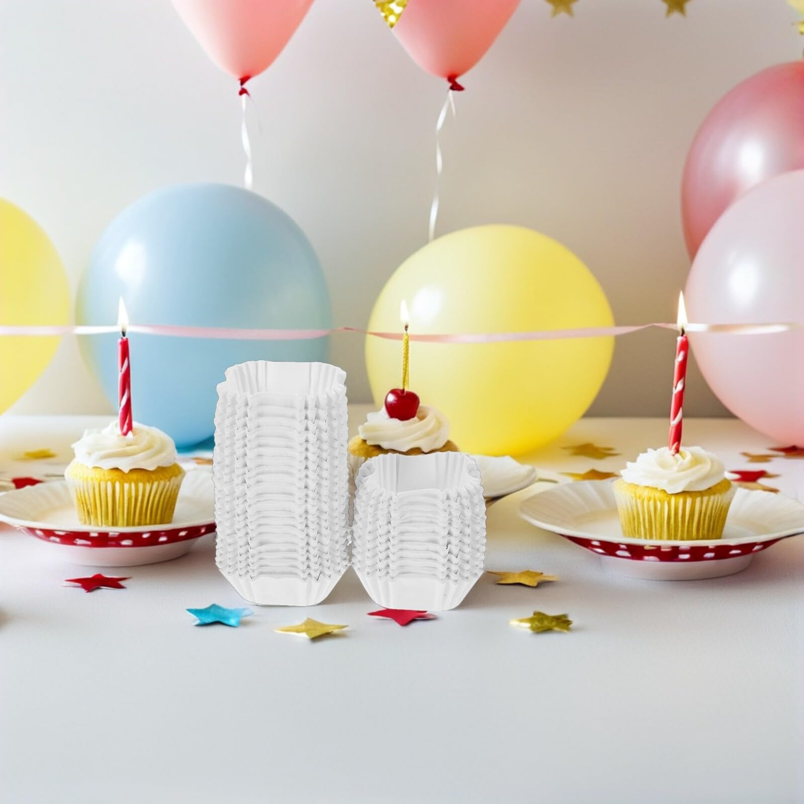 VALICLUD 3000 Piezas Tazas De Pastel Tazas De Cupcakes Magdalenas White