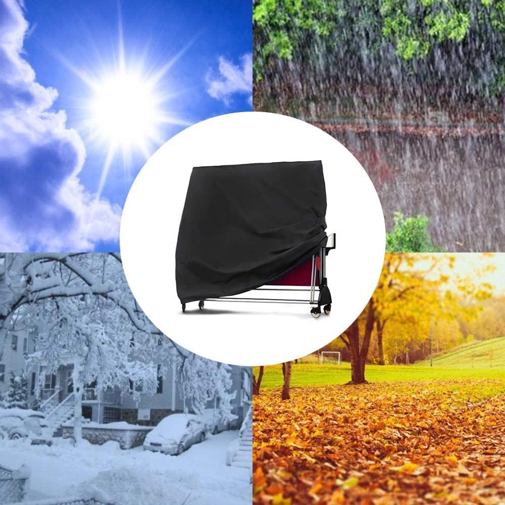 NW NW Table Tennis Cover Outdoor Waterproof Ping Pong Table Cover,Folding Table Tennis Cover,All Weather Protection,Black
