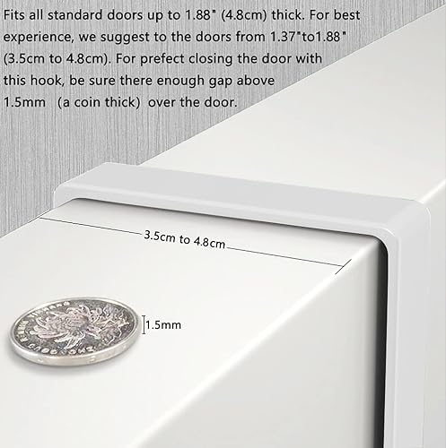 Miniatura 5 de Gancho para colgar sobre la puerta, para abrigo, toalla, bolsa, bata - 5 ganchos (blanco)