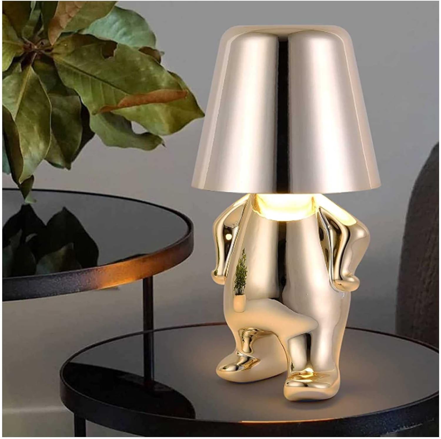 Amazon.co.jp シンカー リトルゴールデンマンテーブルランプ、オーナメントテーブルランプ、3段階の明るさ調整用の完全調光可能な