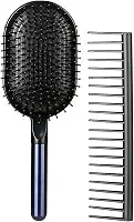 Dioche Conjunto de Pente de Cabelo de 2 Peças, Pente de Dente Largo e Escova de Almofada de Ar de Massagem, Alça Antiderrapante Antiestática para Cabelos Cacheados e Lisos (BLUE)