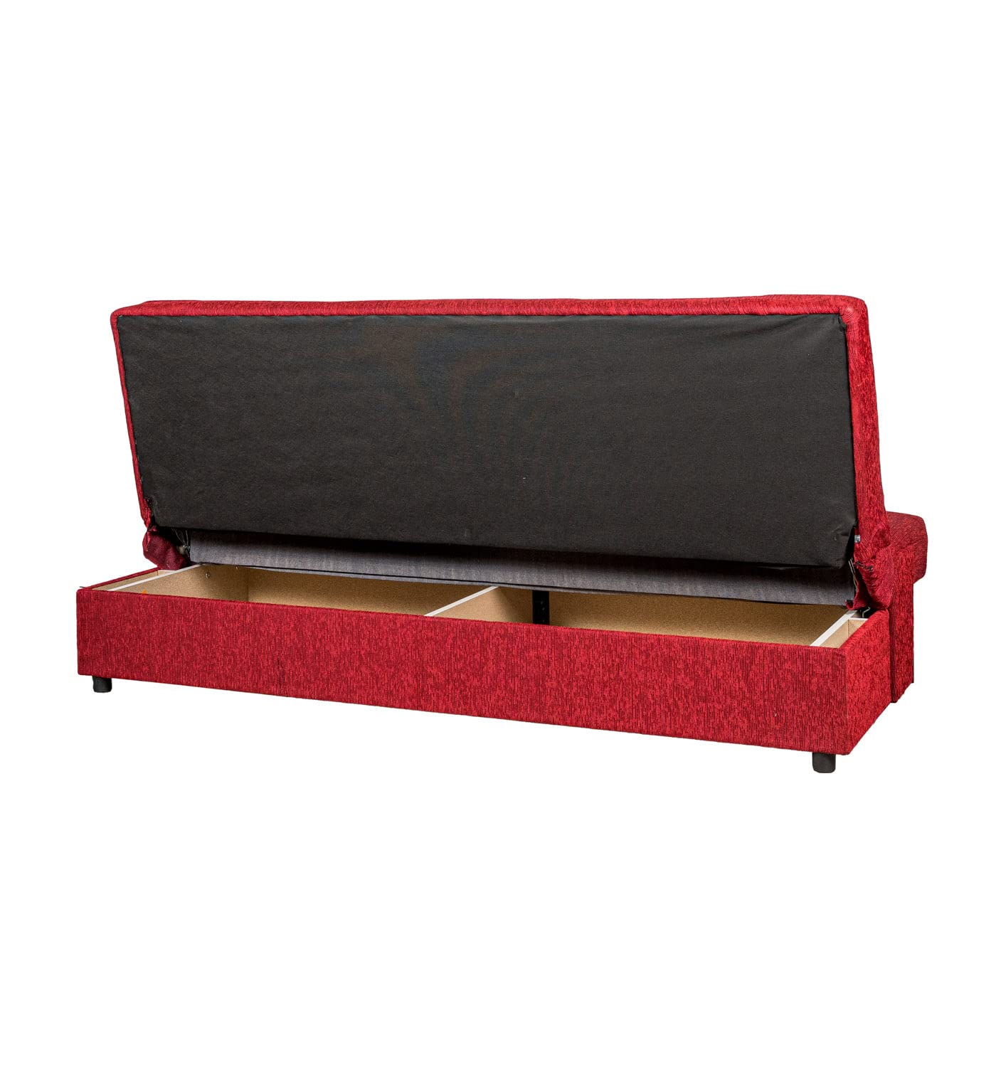 Arredo Stock Divano letto 3 posti in tessuto con cassettone contenitore, 184x80x86 (Rosso)