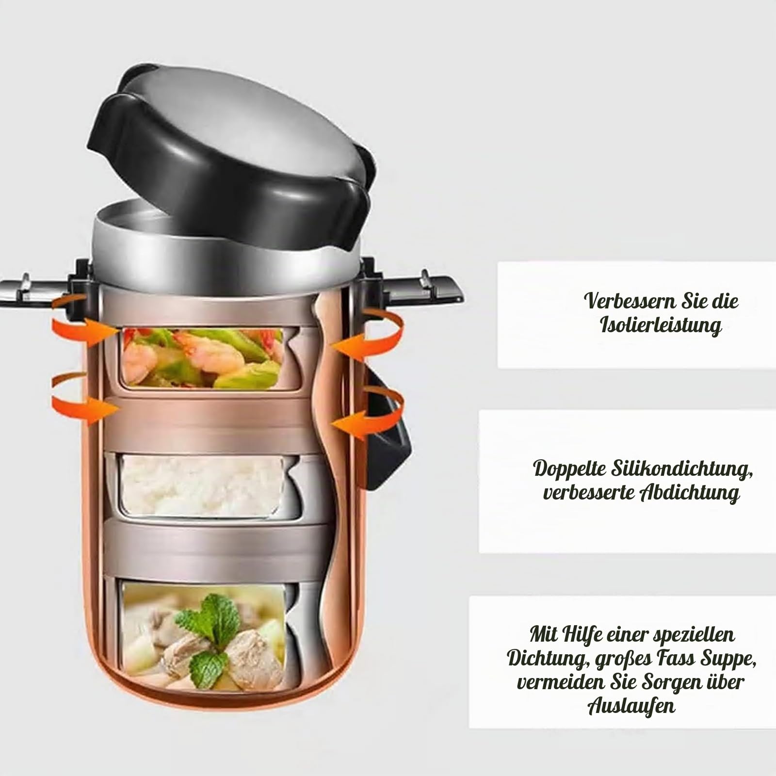 stapelbare Edelstahl 3-Tier Mittagessen/Snack Box, Vakuum Edelstahl Leck-Proof Isolierte Topf, Geeignet für das Tragen von Lebensmitteln zum Büro, Picknick im Freien(2600ml, Blau)