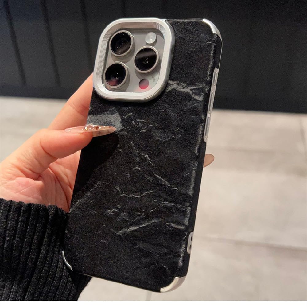 Coque iPhone 16 Pro Max noire protégeant des chutes avec son cuir souple - 6