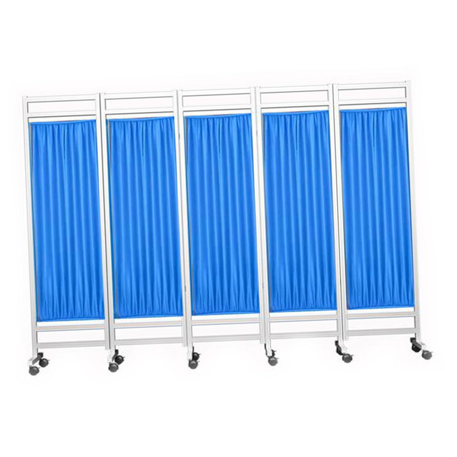 Paravent pliable et mobile bleu pour cloisonner les centres de soin