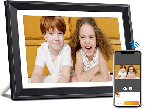 WOZIFAN Marco de fotos digital de 10.1 pulgadas WiFi inteligente marco de fotos digital con memoria de 16 GB, pantalla HD de 1280 x 800, comparte