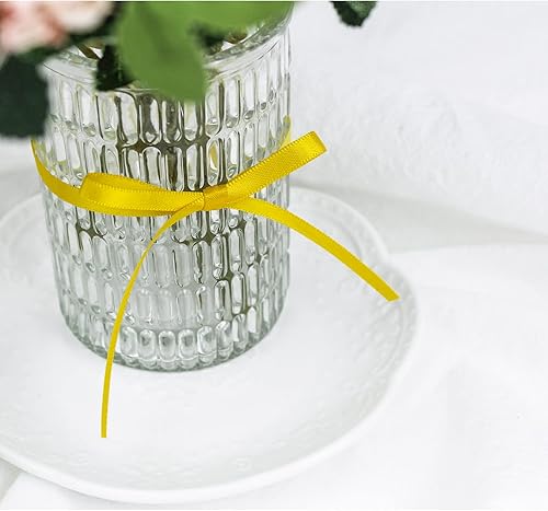 Miniatura 7 de UnionJoy Cinta de satén amarilla de doble cara, 14 pulgadas x 50 yardas, cintas finas de alta calidad perfectas para envolver regalos, tarjeta de