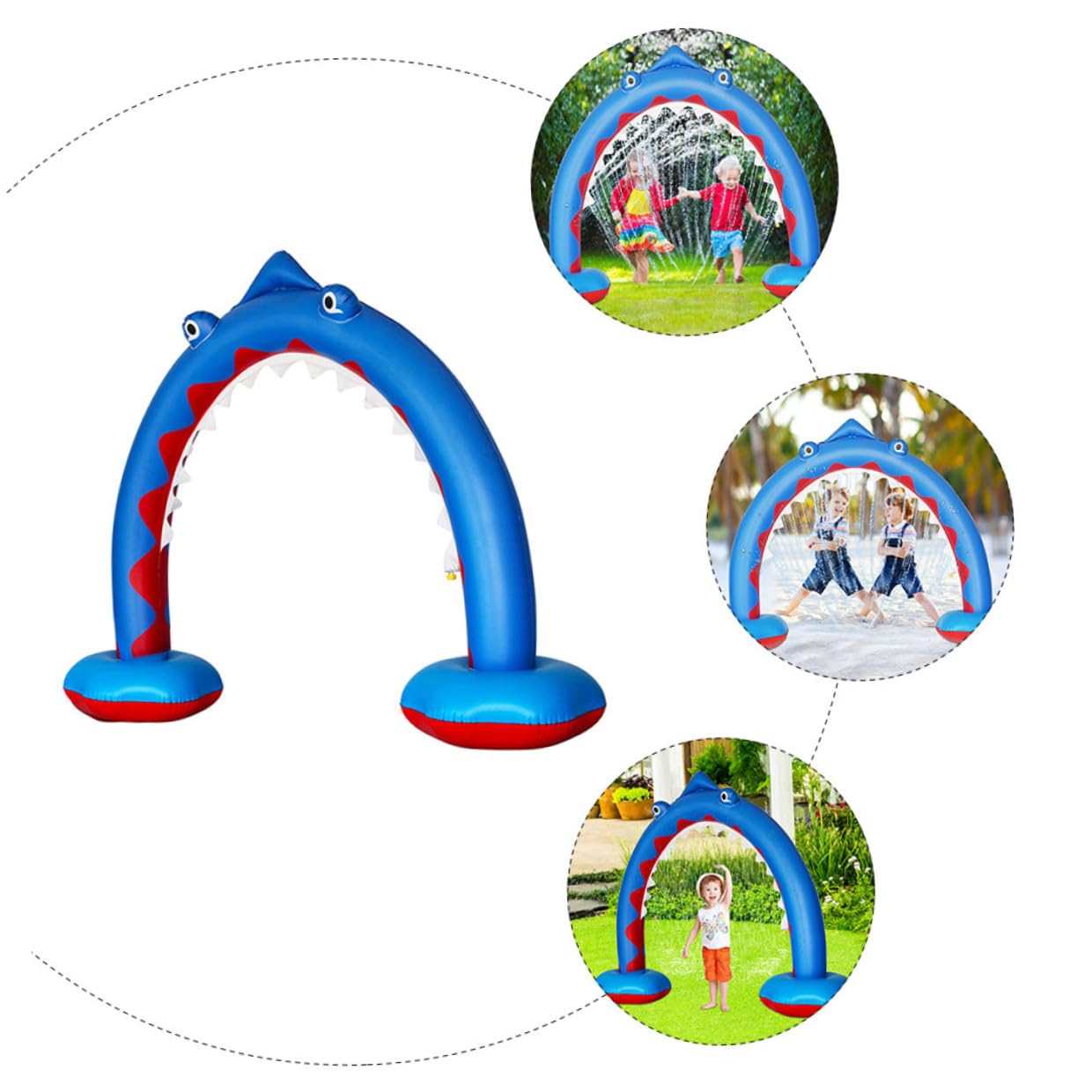Arche Gonflable de Pulvérisation d'eau pour Garçon et Filles en PVC Bleu, Jouet D'été Extérieur Arroseur pour Jeux d'eau sur Pelouse et Interaction Parent-garçon et Filles