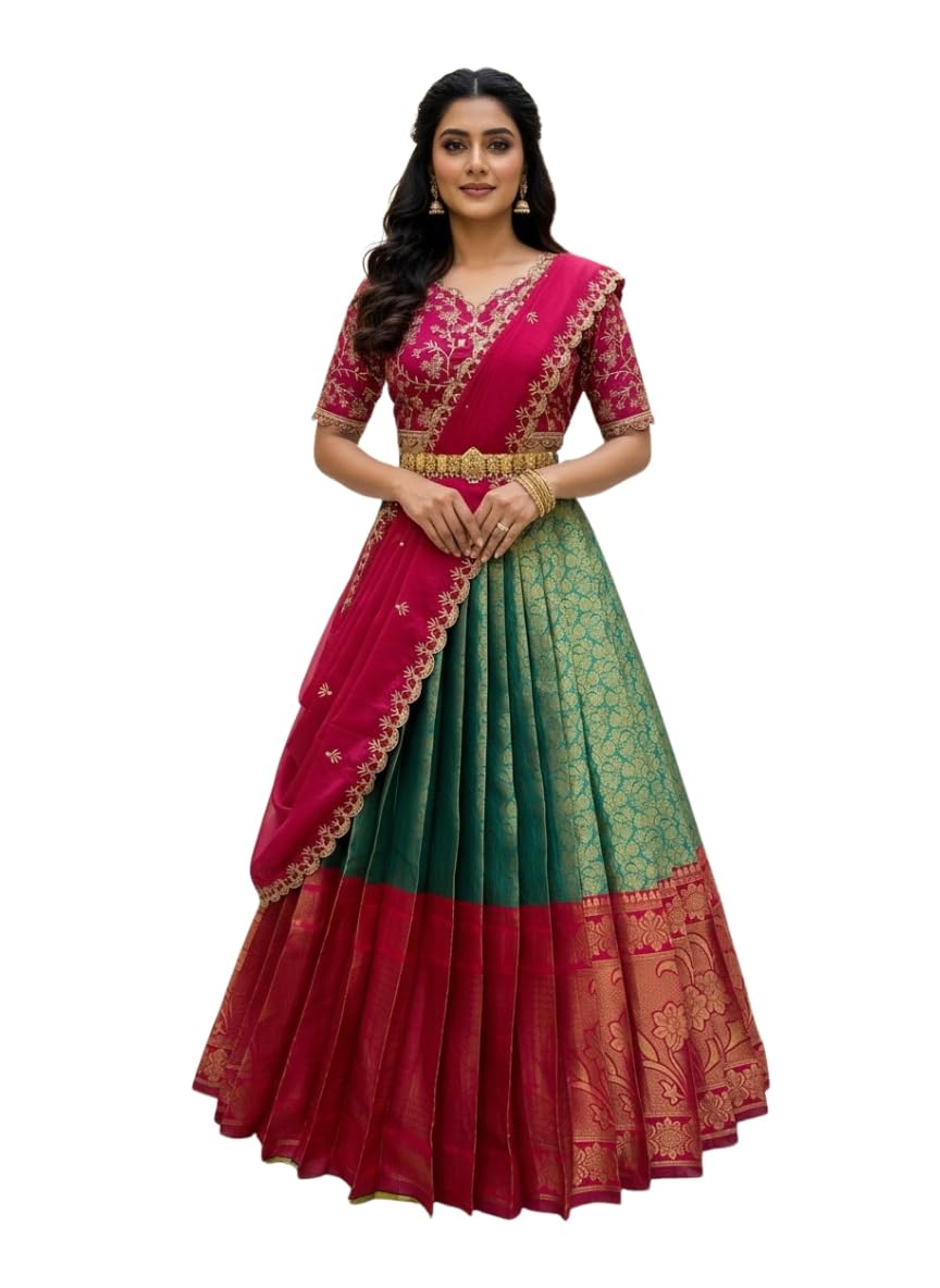 Beautiful South Indian Style Unstitch Lehenga Choli for Women | PL224-image-20