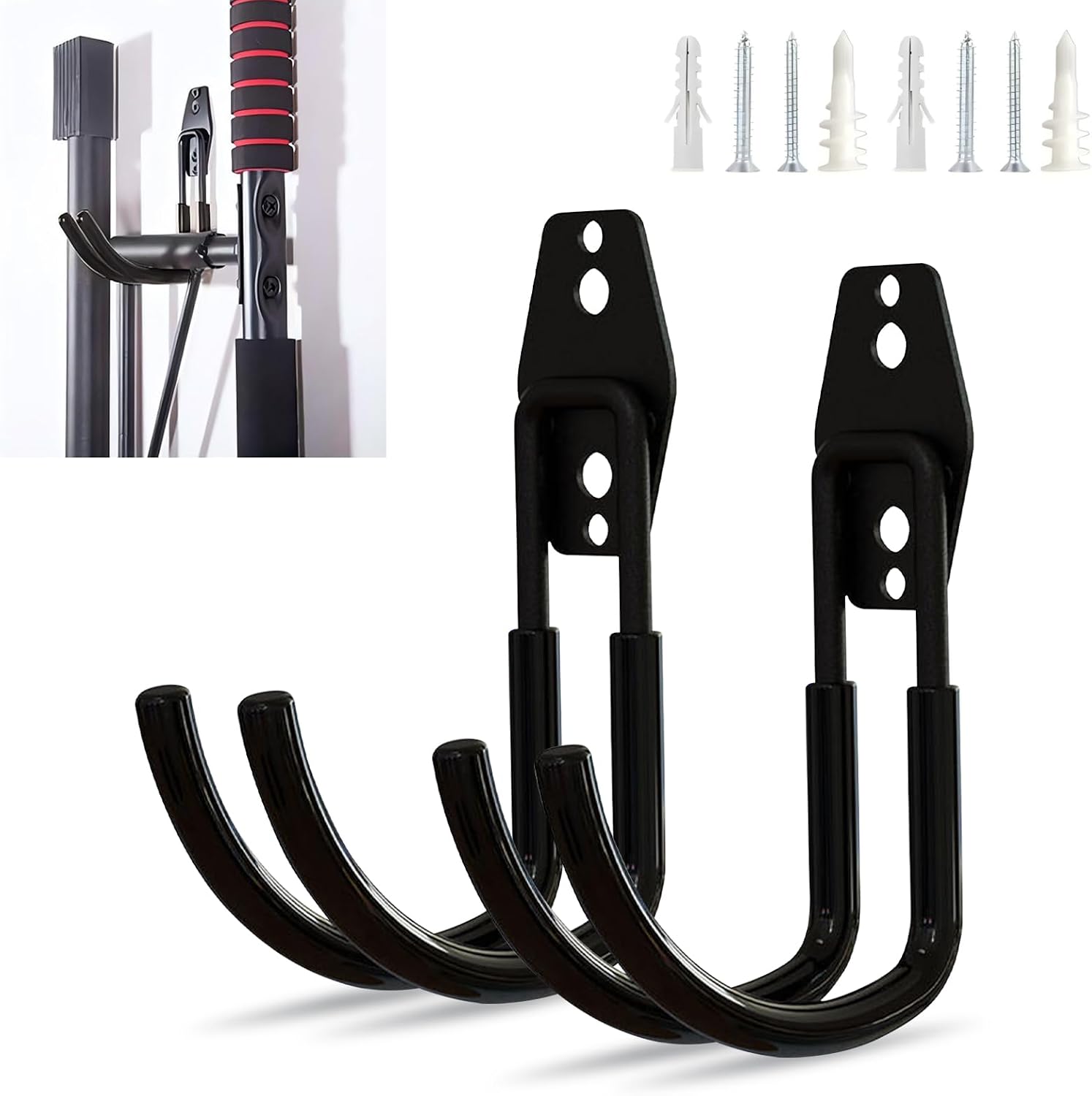 Shakas EV Charger Holder Wall Mount, Heavy Duty Steel Garage Hooks, Garage Storage Utility Hooks, Electric Vehicle Charger Cord Organizer Accessory（Bending Hook）