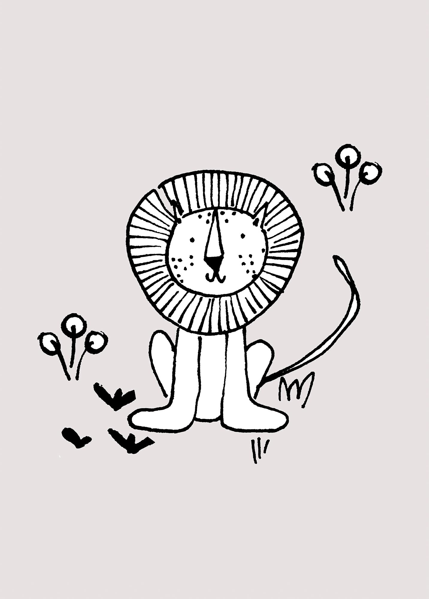 Tableau sans cadre Komar Scribble Lion 50x70 impression haute definition