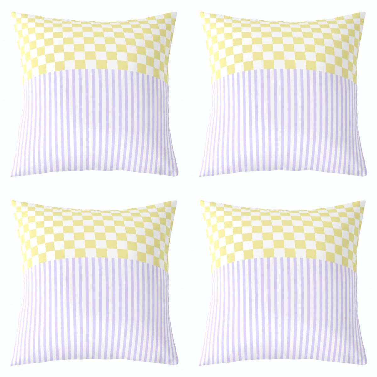 Homewish Poszewka na poduszkę w fioletowe paski, 4 sztuki, 20 x 50 cm, żółta, w kratkę, teksturowane paski, luksusowa dekoracyjna poszewka na poduszkę