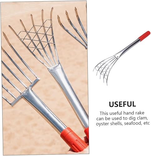 Miniatura 4 de OFFSCH Rastrillo de almejas de acero inoxidable con mango largo de 15.7 pulgadas, herramienta de mano estilo garra para excavar almejas, ostras y