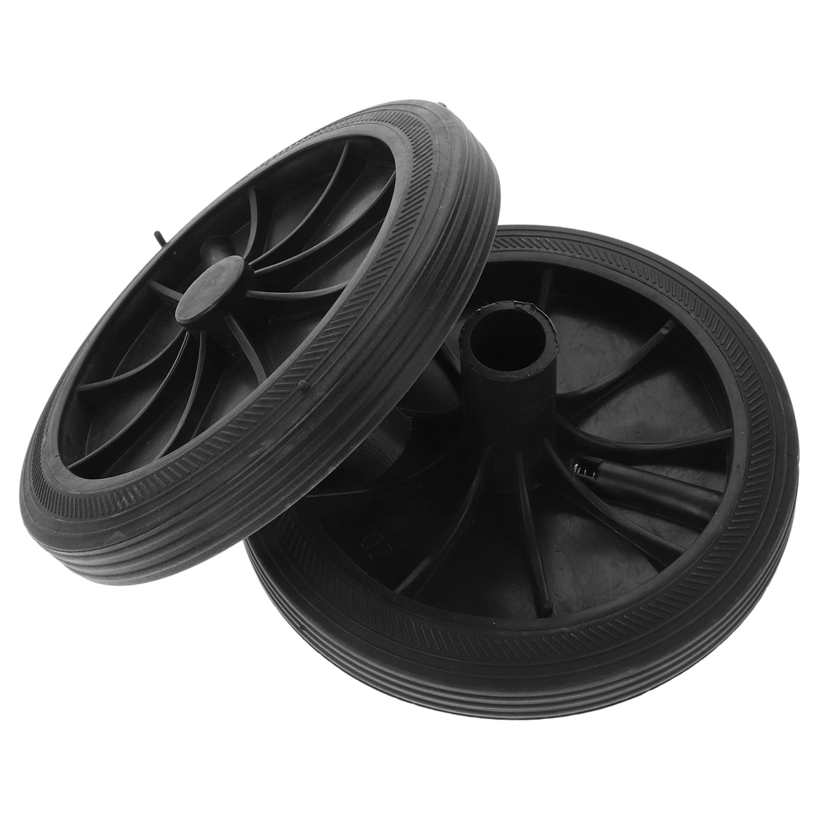 POPETPOP Ruote di Ricambio per Bidone della Spazzatura in Plastica Nero 2 Pezzi Foro da 2,3cm per Bidoni Esterni e Rimorchi, Facile Manutenzione e Stabilità Garantita