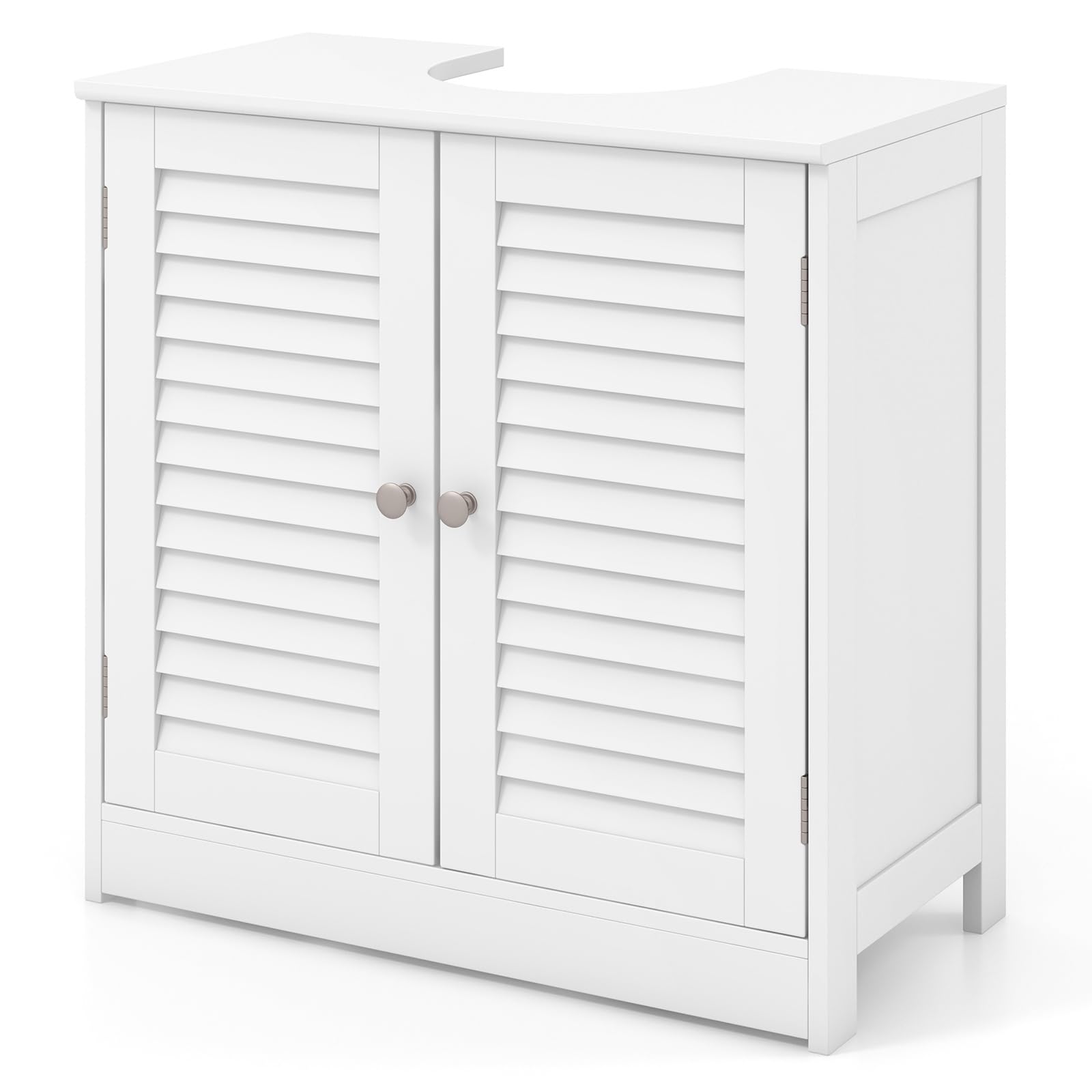 LIFEZEAL Waschbeckenunterschrank weiß, Badschrank Badunterschrank mit 2 Türen, U-Schnitt, Badezimmerunterschrank Waschbecken Unterschrank 60 x 30 x 60 cm (Stil 1)