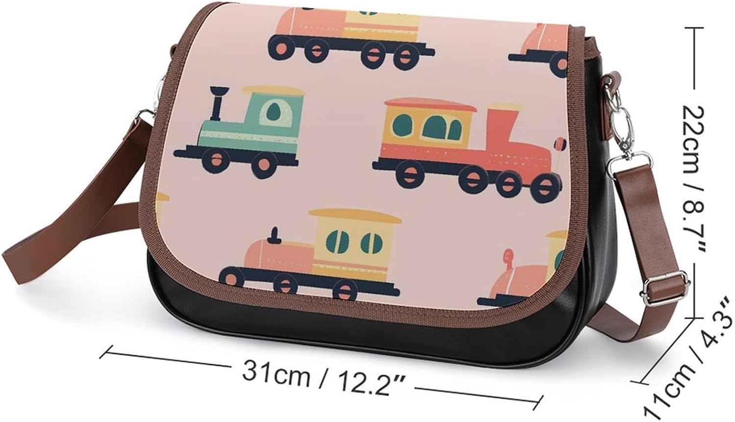 Colorful Locomotive Train Women Crossbody Purse Leather Messenger Bag Handbags Shoulder Strap Bags