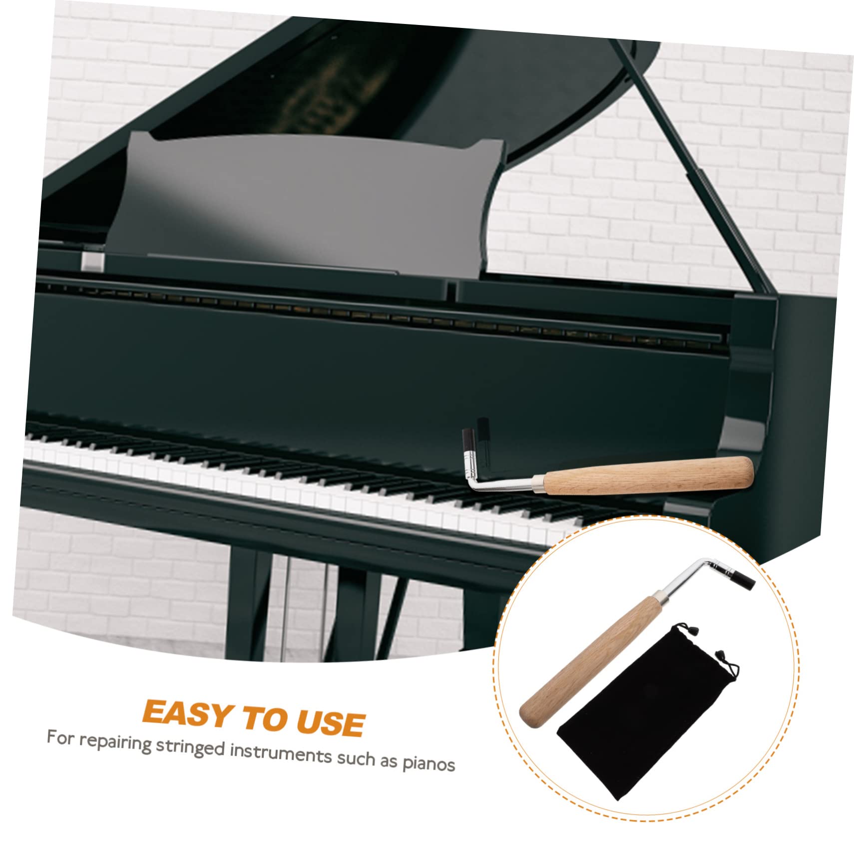 Llave Inglesa para Piano Herramienta de Afinación Confiable Fácil de Usar y Transportar Mango de Madera Adecuado para Reparación de Instrumentos de Cuerda