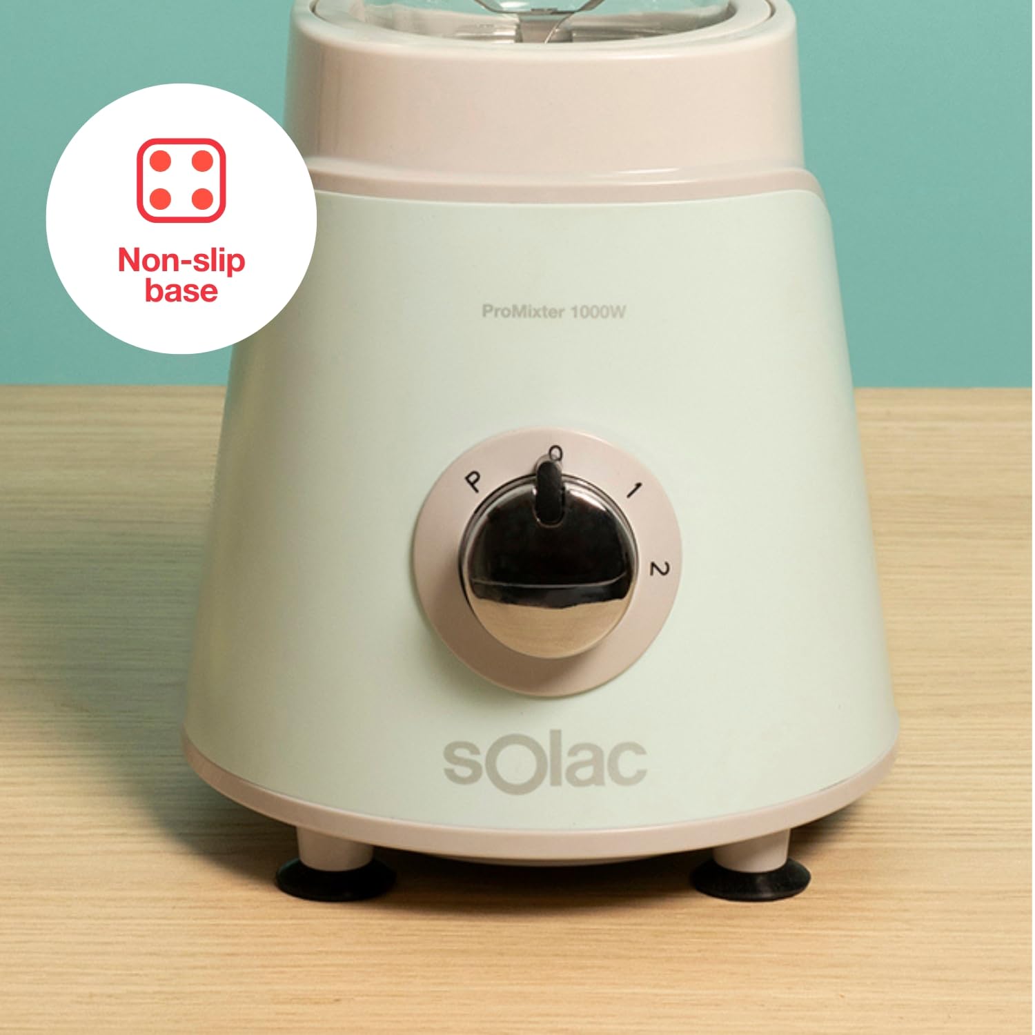 Solac Blender Pro Mixter 1000 | 1000 W, 1,5 l, 2 prędkości + Turbo, 4-ostrzowe zdejmowane ostrza do lodu, kruszarka do lodu, bezpieczeństwo, możliwość mycia w zmywarce, akcesoria w zestawie, niebieski