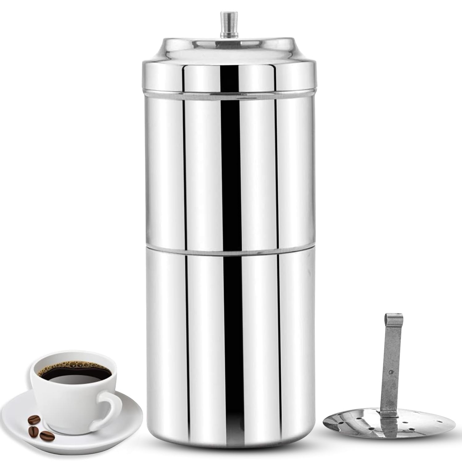 Stainless South Indian Filter Coffee Maker Makes 200ml 2 to 4 Cups Filter Coffee Maker Stainless Steel Coffee