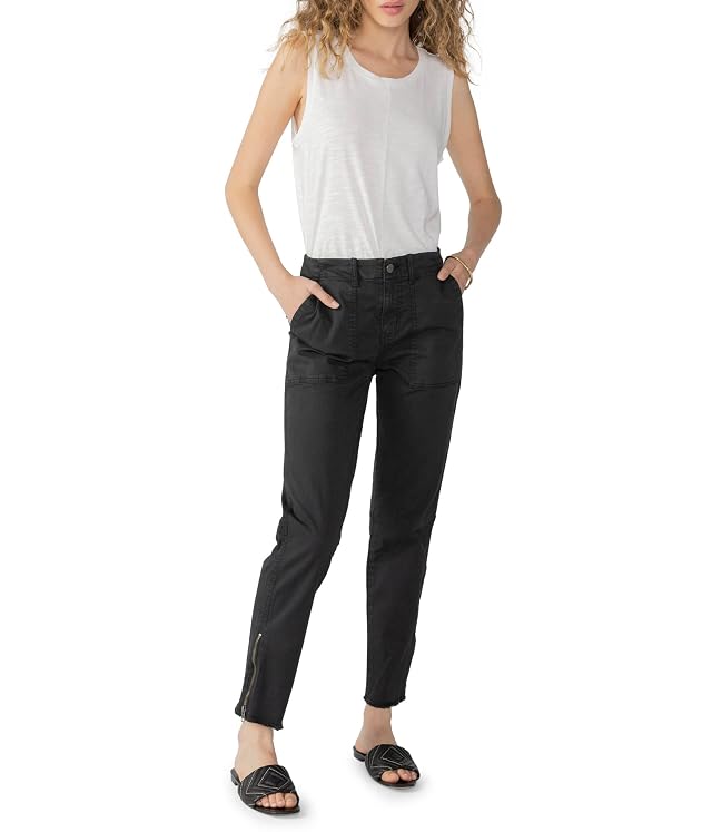Sanctuary Womens Peace Maker Straight-Leg Pants Medium-Weight Frayed Hem