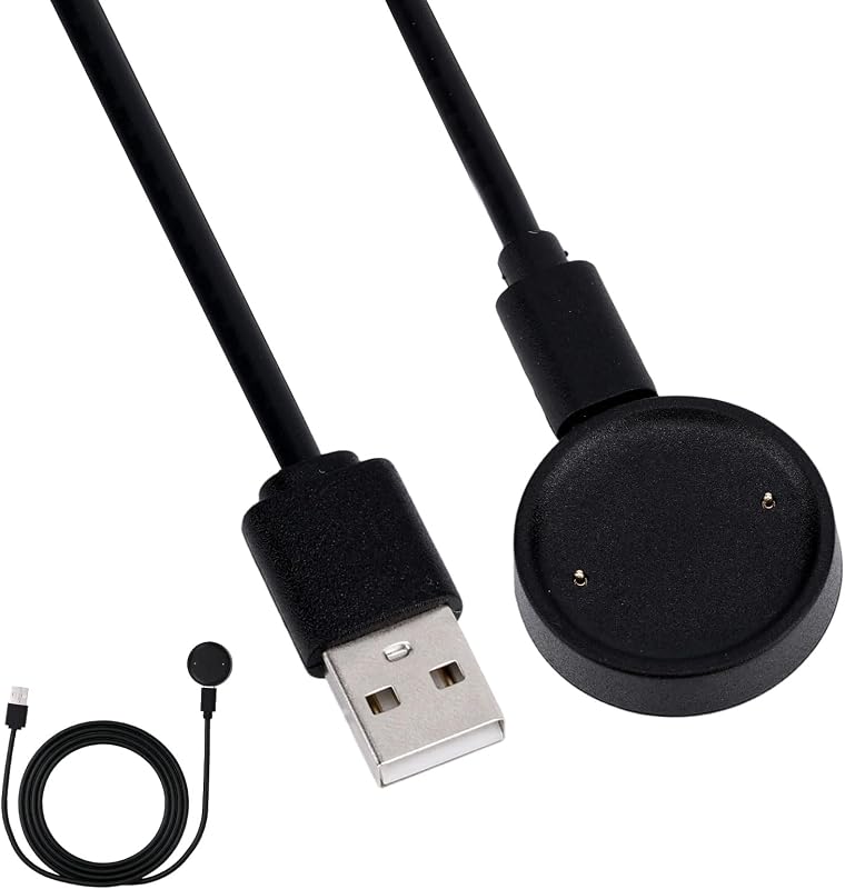 Charger Cable for Amazfit Active 2/Bip 6, 1m/3.3FT USB Replacement Charging Cord Portable Type C Smartwatch Dock & Charger Station (Black)
