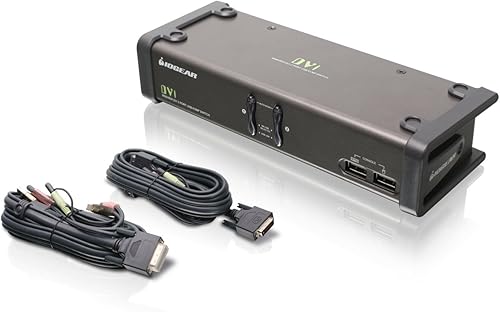 IOGEAR Conmutador KVMP DVI de 2 puertos con juego completo de cables, (compatible con GCS1102 TAA), negro